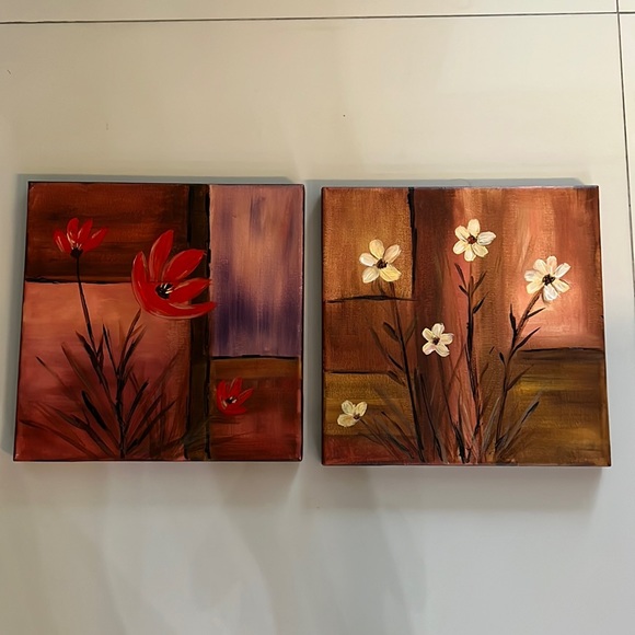 Handpainted Oil Paint Flower Canvas - Picture 1 of 9
